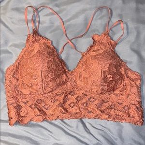 Lace Bralette - Dark Coral Size L